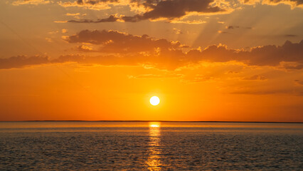 sunset on the lake. sunrise on the seashore