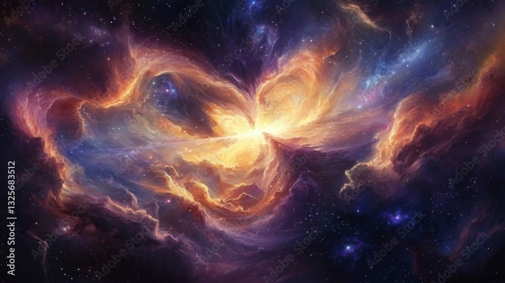 Canvas Prints ethereal nebula background with mesmerizing swirling purple patterns.