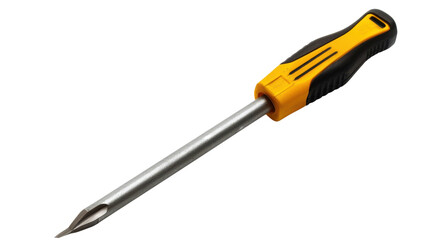 Yellow and black screwdriver on transparent background