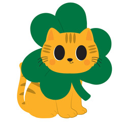 cute St. Patrick's Day cat clipart, Irish kitten digital art, lucky cat with shamrock, green leprechaun cat illustration, festive Irish feline vector, kawaii kitty in St. Patrick's outfit, clover-them