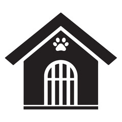 Silhouette Modern Dog House Vector Illustration Isolated On White
