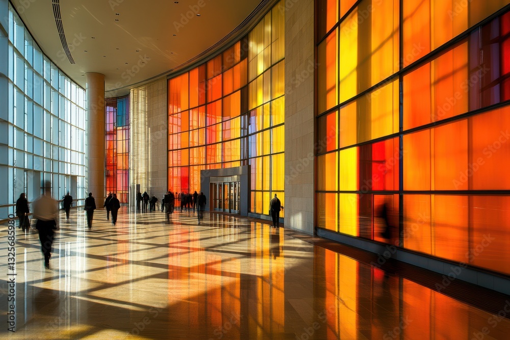 Poster bright colored glass walls create a stunning visual effect in a modern building during daylight hour