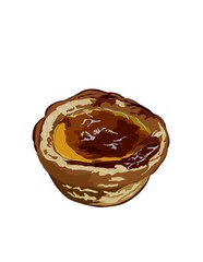 Hand drawn illustration of egg tart.