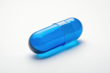 Blue capsule on white background