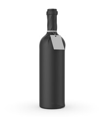 Wine bottle paper wrap with blank neck tag label 3d illustration template. 