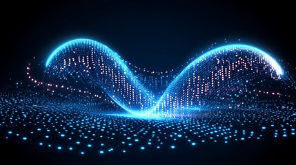 Abstract glowing waves of particles.