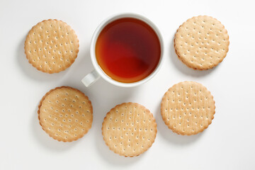 Cookies with filling and tea
