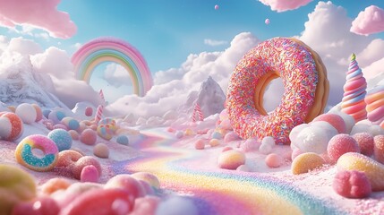 3D Rainbow Magical Candyland Illustration