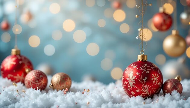  Beautiful Holiday Banner Featuring Sparkling Christmas Balls and Customizable Text Area