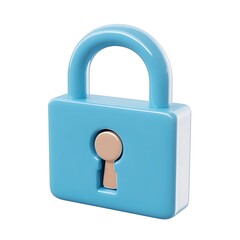 3D Cartoon Lock Icon &ndash; Playful Secure Padlock on White Background