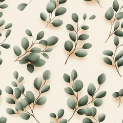 Seamless nature pattern design featuring lush green leaves digital artwork soft background contemporary style