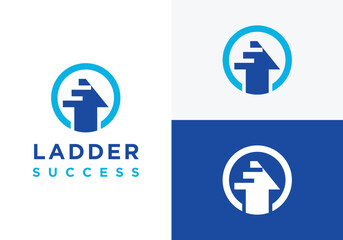 ladder and up arrow. success logo, success leadership logo and success