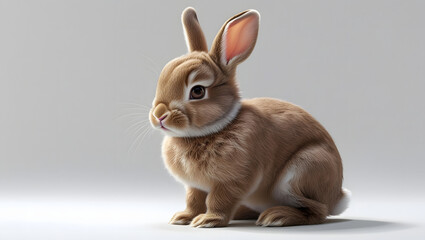 Obraz premium A sweet, small bunny with soft fur sits calmly, Serene Brown Bunny in Soft Light .