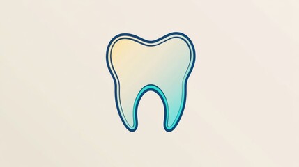 Abstract illustration of a stylized tooth design with gradient colors representing dental health and hygiene concepts in a minimalistic style