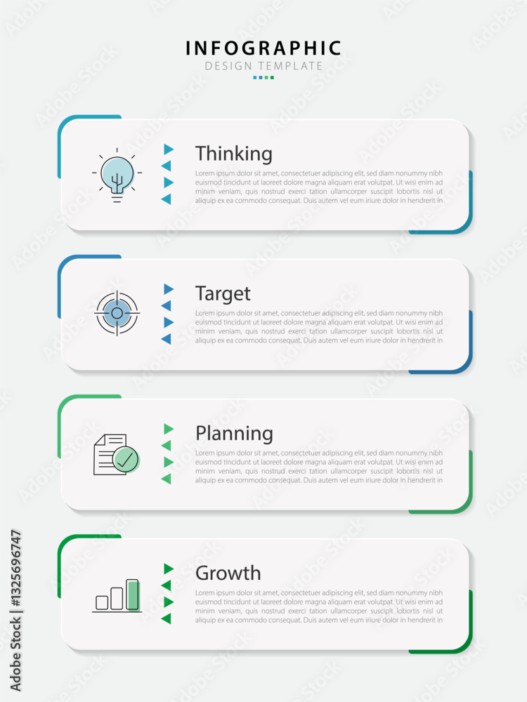 Aufkleber Vertical Infographic Timeline Template. 4 Step timeline journey, calendar Flat simple infographics design template. presentation graph. Business concept with 4 options, vector illustration.