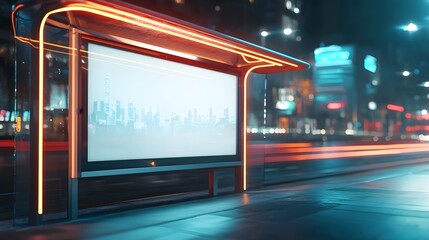 White Poster on Futuristic Glass Bus Stop