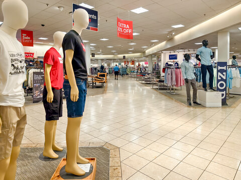 JC Penney department store at Aventura Mall showcasing casual clothing displays