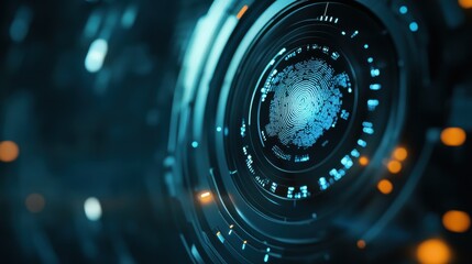 Futuristic Digital Fingerprint Representing Biometric Security and Advanced Authentication Technology for Modern Applications