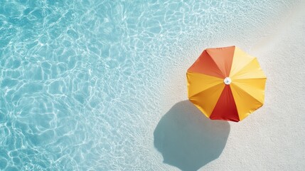 Hot summer beach sale colourful umbrella clearance discounts by the clear ocean