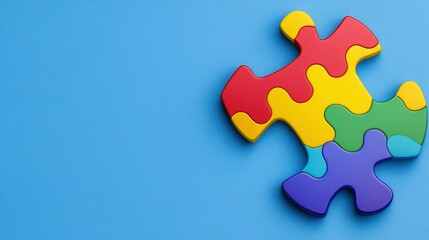 Obraz premium Colorful Puzzle Piece on Blue Background for Creative Concepts