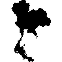 Thailand map. Pixel art Map of Thailand. Silhouette Thailand map