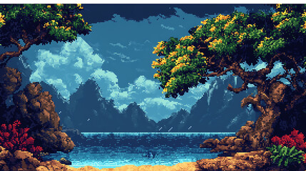 Retro 8-bit and 16-bit Pixel Art Background