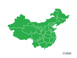  China map per area line green
