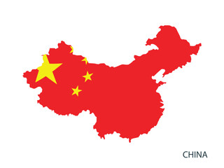 China map red flag base