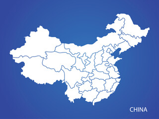  China map per area line white