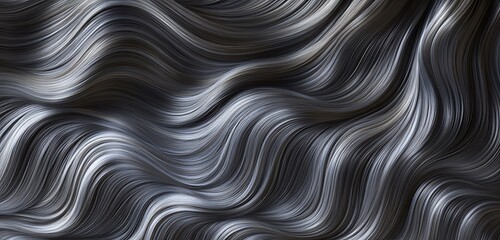 Obraz premium Luxurious brunette waves in monochromatic silver and black tones