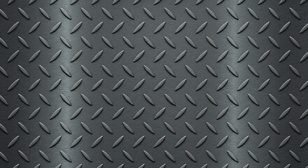 Dark Steel Diamond Plate Texture Background. AI Generated