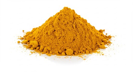 Golden Turmeric Powder Pile Brightly Lit. AI Generated