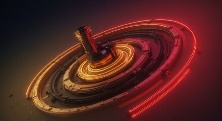 Abstract swirling neon art glows warmly. AI Generated