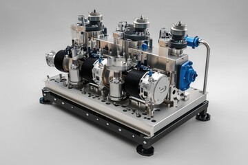 Fototapeta premium Advanced Vacuum Pump Station: Precision Engineering Equipment for Mechanical Applications