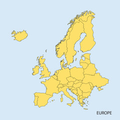 Europe map yellow flat design