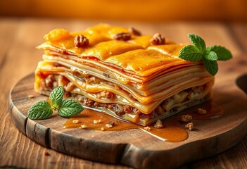 A warm and inviting image of a delicious Baklava dessert