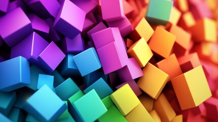 Obraz premium Colorful Abstract Vibrant Cubes in a Dynamic Arrangement