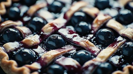 Delicious Homemade Blueberry Pie with Lattice Crust Freshly Baked and Ready to Serve in a Rustic Setting