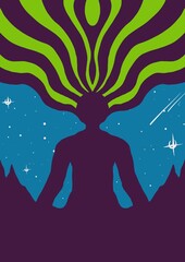 Fototapeta premium Spiritual psychedelic trippy illustration
