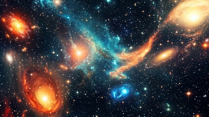 Obraz premium Stunning Celestial Landscape of Galaxies in Deep Space View