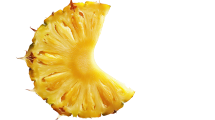 Slice of pineapple showing its texture on transparent background