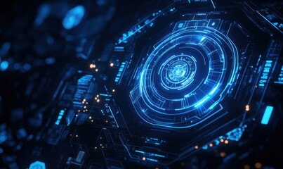 Futuristic blue technology interface.