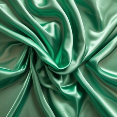 Obraz premium Green satin silk fabric on transparent background 
