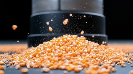 Corn Kernels Falling  Close up  Agriculture  Food Production  Harvest  Grain  Cereal  Farm