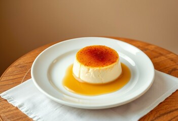 A beautifully presented Cr&Atilde;&uml;me Br&Atilde;&raquo;l&Atilde;&copy;e dessert on a white ceramic plate
