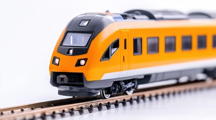 Naklejka premium Modern Isolated High-Speed Train Model with Detailed Features on Railway Track