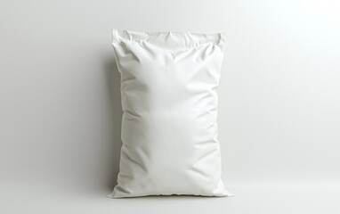 Simple white pillow placed against a neutral background for product display and photography purposes