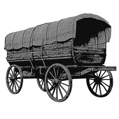 wild west wagon. western vintage halftone grunge vector design element