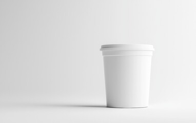 White disposable cup placed against a minimalistic background creating a clean and modern aesthetic