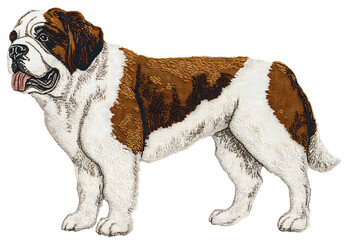Obraz premium St. Bernard dog illustration art showcase animal portrait creative environment side view craftsmanship concept